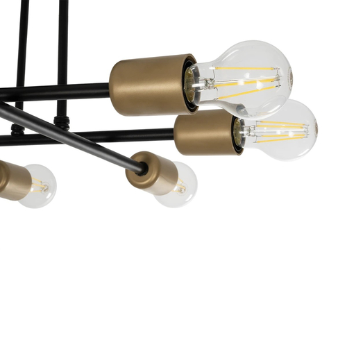 GLOBOSTAR® BLAZEA 201-0064 Vintage Φωτιστικό Οροφής με Ντουί 8 x E27 AC 220-240V IP20 - Χρυσό & Μαύρο - Μ51 x Π51 x Υ7cm