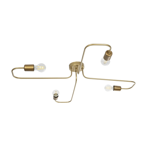 GLOBOSTAR® MOORNA 201-0065 Vintage Φωτιστικό Οροφής με Ντουί 4 x E27 AC 220-240V IP20 - Χρυσό - Μ97 x Π97 x Υ7cm