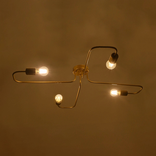 GLOBOSTAR® MOORNA 201-0065 Vintage Φωτιστικό Οροφής με Ντουί 4 x E27 AC 220-240V IP20 - Χρυσό - Μ97 x Π97 x Υ7cm