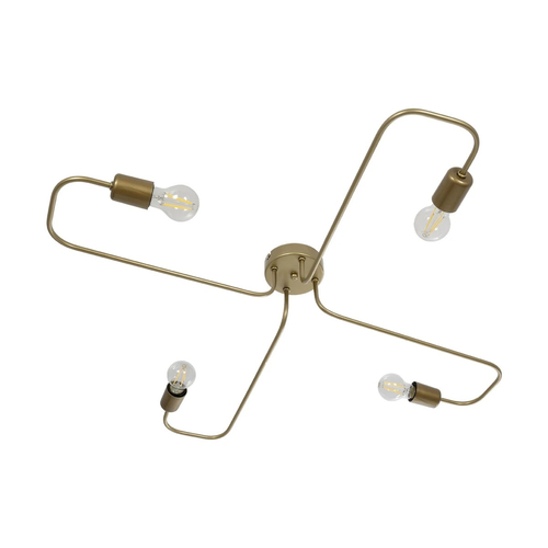 GLOBOSTAR® MOORNA 201-0065 Vintage Φωτιστικό Οροφής με Ντουί 4 x E27 AC 220-240V IP20 - Χρυσό - Μ97 x Π97 x Υ7cm