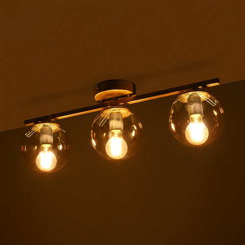 GLOBOSTAR® RADIAM 201-0066 Vintage Φωτιστικό Οροφής με Ντουί 3 x E27 AC 220-240V IP20 - Χρυσό & Μελί - Μ61 x Π15 x Υ19cm