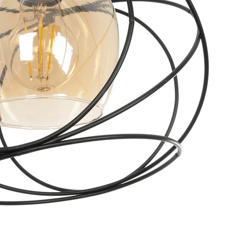 GLOBOSTAR® GLINDER 201-0068 Vintage Κρεμαστό Φωτιστικό Οροφής με Ντουί 1 x E27 AC 220-240V IP20 - Μαύρο & Μελί - Μ25 x Π18 x Υ24cm