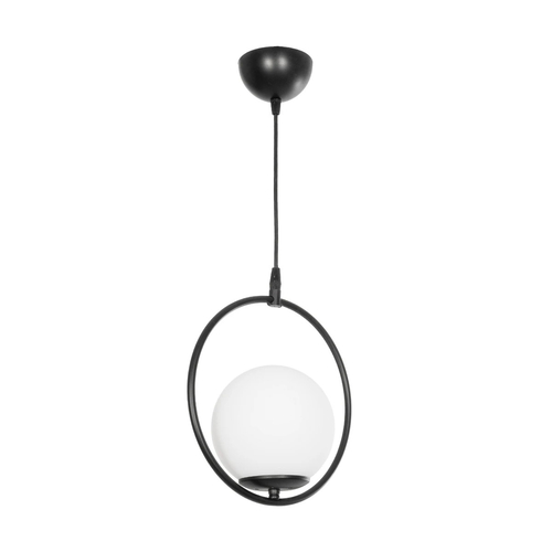 GLOBOSTAR® CIRCLE 201-0075 Vintage Κρεμαστό Φωτιστικό Οροφής με Ντουί 1 x E27 AC 220-240V IP20 - Μαύρο & Λευκό - Μ26 x Π26 x Υ29cm