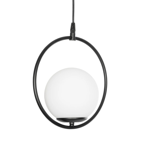 GLOBOSTAR® CIRCLE 201-0075 Vintage Κρεμαστό Φωτιστικό Οροφής με Ντουί 1 x E27 AC 220-240V IP20 - Μαύρο & Λευκό - Μ26 x Π26 x Υ29cm