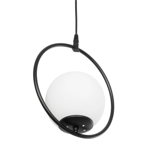 GLOBOSTAR® CIRCLE 201-0075 Vintage Κρεμαστό Φωτιστικό Οροφής με Ντουί 1 x E27 AC 220-240V IP20 - Μαύρο & Λευκό - Μ26 x Π26 x Υ29cm