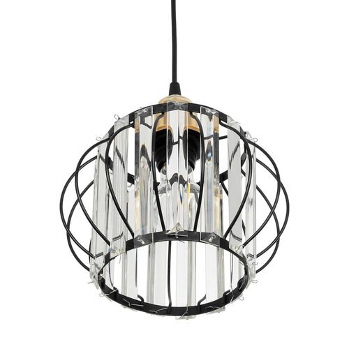 GLOBOSTAR® LUCERO 201-0078 Vintage Κρεμαστό Φωτιστικό Οροφής με Ντουί 1 x E27 AC 220-240V IP20 - Μαύρο & Διάφανο - Μ24 x Π24 x Υ24cm