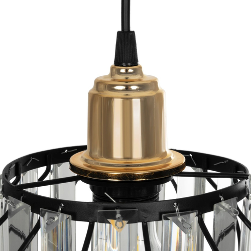 GLOBOSTAR® LUCERO 201-0078 Vintage Κρεμαστό Φωτιστικό Οροφής με Ντουί 1 x E27 AC 220-240V IP20 - Μαύρο & Διάφανο - Μ24 x Π24 x Υ24cm