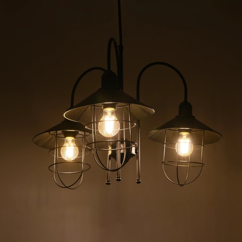 GLOBOSTAR® BLAZEO 201-0079 Vintage Κρεμαστό Φωτιστικό Οροφής με Ντουί 3 x E27 AC 220-240V IP20 - Μαύρο - Μ42 x Π42 x Υ66cm