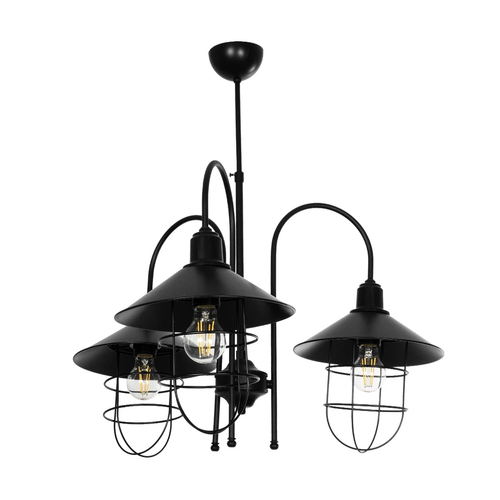 GLOBOSTAR® BLAZEO 201-0079 Vintage Κρεμαστό Φωτιστικό Οροφής με Ντουί 3 x E27 AC 220-240V IP20 - Μαύρο - Μ42 x Π42 x Υ66cm