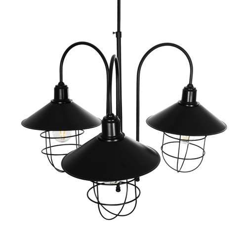 GLOBOSTAR® BLAZEO 201-0079 Vintage Κρεμαστό Φωτιστικό Οροφής με Ντουί 3 x E27 AC 220-240V IP20 - Μαύρο - Μ42 x Π42 x Υ66cm