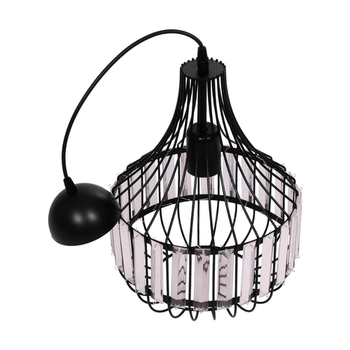 GLOBOSTAR® LUMAON 201-0081 Vintage Κρεμαστό Φωτιστικό Οροφής με Ντουί 1 x E27 AC 220-240V IP20 - Μαύρο & Διάφανο - Μ27 x Π27 x Υ37cm