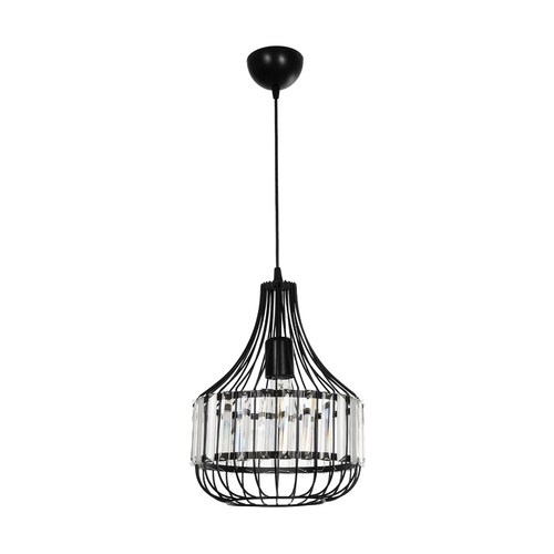 GLOBOSTAR® LUMAON 201-0081 Vintage Κρεμαστό Φωτιστικό Οροφής με Ντουί 1 x E27 AC 220-240V IP20 - Μαύρο & Διάφανο - Μ27 x Π27 x Υ37cm