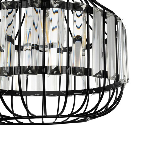 GLOBOSTAR® LUMAON 201-0081 Vintage Κρεμαστό Φωτιστικό Οροφής με Ντουί 1 x E27 AC 220-240V IP20 - Μαύρο & Διάφανο - Μ27 x Π27 x Υ37cm