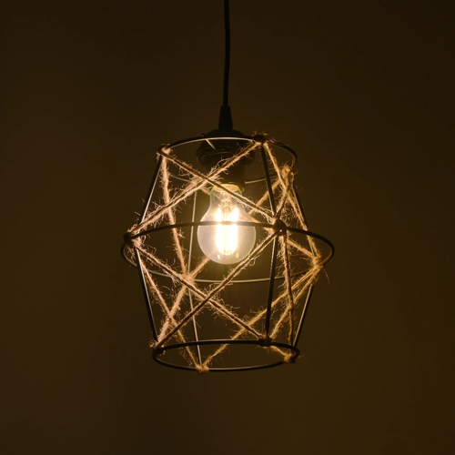 GLOBOSTAR® SOLON 201-0088 Vintage Κρεμαστό Φωτιστικό Οροφής με Ντουί 1 x E27 AC 220-240V IP20 - Μαύρο & Μπεζ - Μ22 x Π22 x Υ27cm