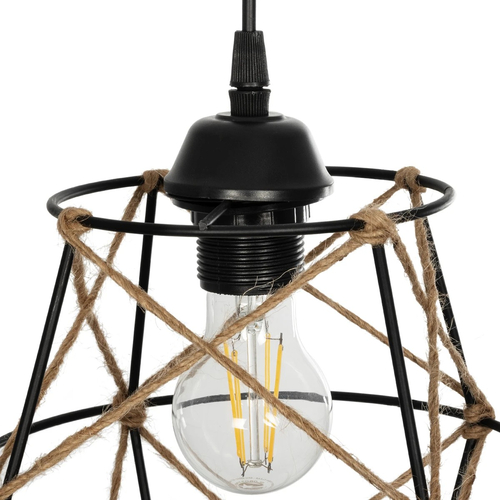 GLOBOSTAR® SOLON 201-0088 Vintage Κρεμαστό Φωτιστικό Οροφής με Ντουί 1 x E27 AC 220-240V IP20 - Μαύρο & Μπεζ - Μ22 x Π22 x Υ27cm