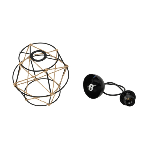 GLOBOSTAR® SOLON 201-0088 Vintage Κρεμαστό Φωτιστικό Οροφής με Ντουί 1 x E27 AC 220-240V IP20 - Μαύρο & Μπεζ - Μ22 x Π22 x Υ27cm