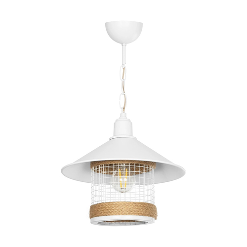 GLOBOSTAR® GLORA 201-0089 Vintage Κρεμαστό Φωτιστικό Οροφής με Ντουί 1 x E27 AC 220-240V IP20 - Λευκο & Μπεζ - Μ30 x Π30 x Υ29cm