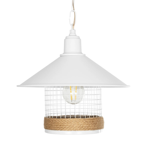 GLOBOSTAR® GLORA 201-0089 Vintage Κρεμαστό Φωτιστικό Οροφής με Ντουί 1 x E27 AC 220-240V IP20 - Λευκο & Μπεζ - Μ30 x Π30 x Υ29cm