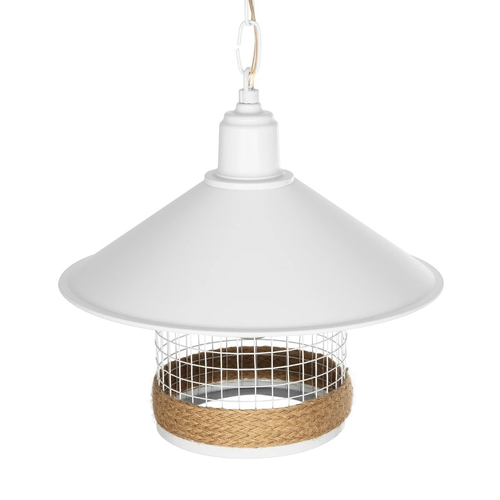 GLOBOSTAR® GLORA 201-0089 Vintage Κρεμαστό Φωτιστικό Οροφής με Ντουί 1 x E27 AC 220-240V IP20 - Λευκο & Μπεζ - Μ30 x Π30 x Υ29cm