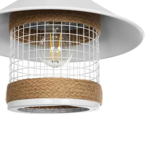 GLOBOSTAR® GLORA 201-0089 Vintage Κρεμαστό Φωτιστικό Οροφής με Ντουί 1 x E27 AC 220-240V IP20 - Λευκο & Μπεζ - Μ30 x Π30 x Υ29cm