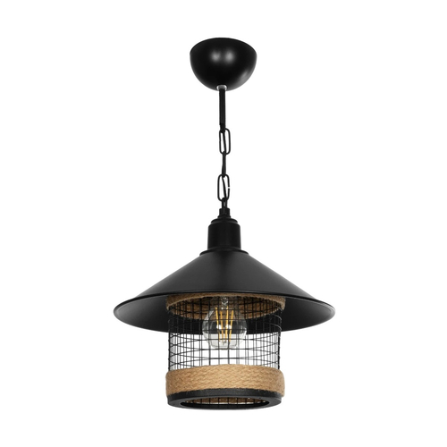 GLOBOSTAR® GLORA 201-0090 Vintage Κρεμαστό Φωτιστικό Οροφής με Ντουί 1 x E27 AC 220-240V IP20 - Μαύρο & Μπεζ - Μ30 x Π30 x Υ29cm