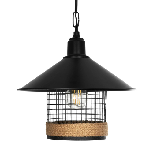 GLOBOSTAR® GLORA 201-0090 Vintage Κρεμαστό Φωτιστικό Οροφής με Ντουί 1 x E27 AC 220-240V IP20 - Μαύρο & Μπεζ - Μ30 x Π30 x Υ29cm