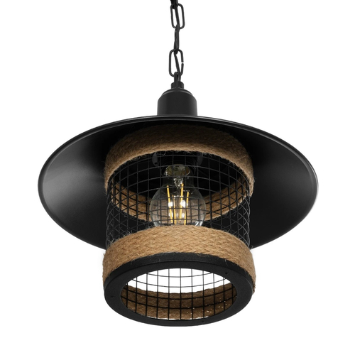 GLOBOSTAR® GLORA 201-0090 Vintage Κρεμαστό Φωτιστικό Οροφής με Ντουί 1 x E27 AC 220-240V IP20 - Μαύρο & Μπεζ - Μ30 x Π30 x Υ29cm