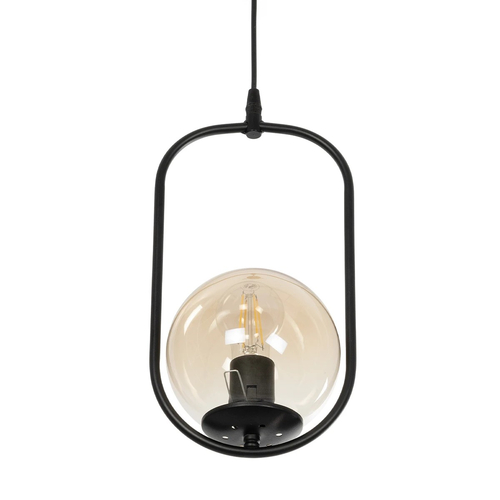 GLOBOSTAR® ZENITH 201-0093 Vintage Κρεμαστό Φωτιστικό Οροφής με Ντουί 1 x E27 AC 220-240V IP20 - Μαύρο & Μελί - Μ18 x Π15 x Υ38cm