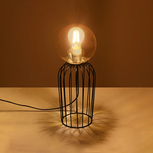 GloboStar® ZENITH 201-0094 Vintage Επιτραπέζιο Φωτιστικό Μπάλα Μονόφωτο 1 x E27 IP20 Μαύρο Μέταλλο με Μελί Γυαλί - Μ15 x Π15 x Υ40cm