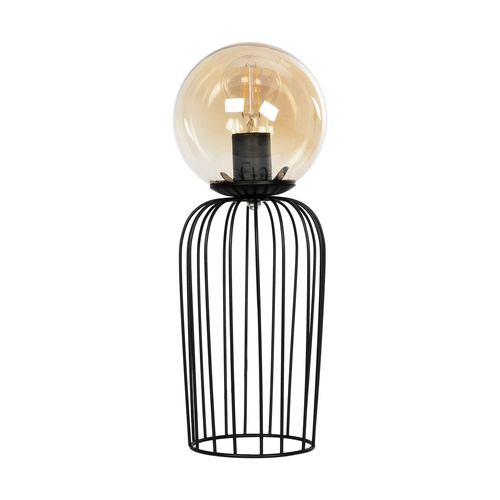 GloboStar® ZENITH 201-0094 Vintage Επιτραπέζιο Φωτιστικό Μπάλα Μονόφωτο 1 x E27 IP20 Μαύρο Μέταλλο με Μελί Γυαλί - Μ15 x Π15 x Υ40cm