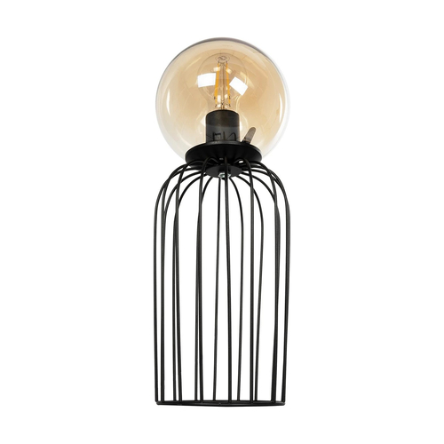 GloboStar® ZENITH 201-0094 Vintage Επιτραπέζιο Φωτιστικό Μπάλα Μονόφωτο 1 x E27 IP20 Μαύρο Μέταλλο με Μελί Γυαλί - Μ15 x Π15 x Υ40cm