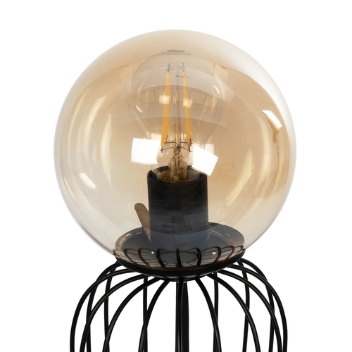 GloboStar® ZENITH 201-0094 Vintage Επιτραπέζιο Φωτιστικό Μπάλα Μονόφωτο 1 x E27 IP20 Μαύρο Μέταλλο με Μελί Γυαλί - Μ15 x Π15 x Υ40cm