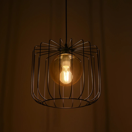 GLOBOSTAR® FLAMIA 201-0099 Vintage Κρεμαστό Φωτιστικό Οροφής με Ντουί 1 x E27 AC 220-240V IP20 - Μαύρο & Μελί - Μ31 x Π31 x Υ29cm