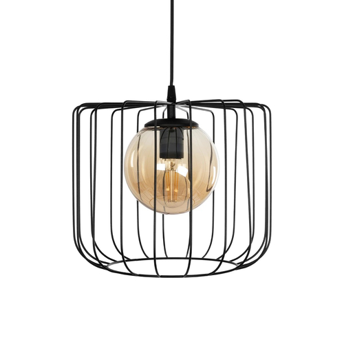 GLOBOSTAR® FLAMIA 201-0099 Vintage Κρεμαστό Φωτιστικό Οροφής με Ντουί 1 x E27 AC 220-240V IP20 - Μαύρο & Μελί - Μ31 x Π31 x Υ29cm