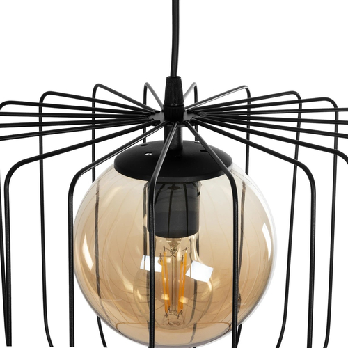 GLOBOSTAR® FLAMIA 201-0099 Vintage Κρεμαστό Φωτιστικό Οροφής με Ντουί 1 x E27 AC 220-240V IP20 - Μαύρο & Μελί - Μ31 x Π31 x Υ29cm