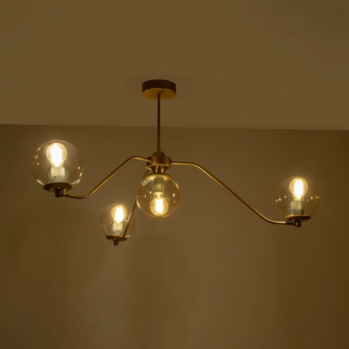 GLOBOSTAR® SUNRAY 201-0110 Vintage Φωτιστικό Οροφής με Ντουί 4 x E27 AC 220-240V IP20 - Χρυσό & Μελί - Μ100 x Π100 x Υ26cm