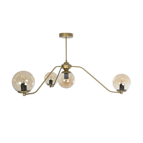 GLOBOSTAR® SUNRAY 201-0110 Vintage Φωτιστικό Οροφής με Ντουί 4 x E27 AC 220-240V IP20 - Χρυσό & Μελί - Μ100 x Π100 x Υ26cm