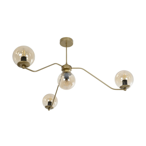 GLOBOSTAR® SUNRAY 201-0110 Vintage Φωτιστικό Οροφής με Ντουί 4 x E27 AC 220-240V IP20 - Χρυσό & Μελί - Μ100 x Π100 x Υ26cm