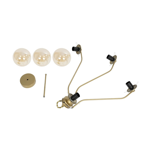 GLOBOSTAR® SUNRAY 201-0110 Vintage Φωτιστικό Οροφής με Ντουί 4 x E27 AC 220-240V IP20 - Χρυσό & Μελί - Μ100 x Π100 x Υ26cm