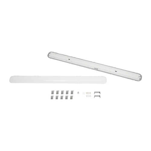 GLOBOSTAR® EMERGANO 60180 120cm Γραμμικό Βιομηχανικό Φωτιστικό Tri-Proof Τεχνολογίας Emergency με Ενσωματωμένη Μπαταρία Li-Ion 3.7V 5000mAH & Αυτονομία 3 Ώρες LED 48W 5760lm 120° AC 220-240V Αδιάβροχο IP65 Ψυχρό Λευκό 6000K - LUMILEDs SMD Chip & TÜV SÜD Driver - Γκρι με Γαλακτερό Κάλυμμα Πλαστικό PC - Μ120 x Π10.5 x Υ8cm - 5 Χρόνια Εγγύση