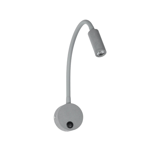 GLOBOSTAR® GOOSE 61689 Μοντέρνο Φωτιστικό Τοίχου - Απλίκα Ξενοδοχείου Reading Light LED 3W 300lm 36° AC 220-240V IP20 Θερμό Λευκό 2700K - CREE XPE Chip & TÜV SÜD Driver - Γκρι Ανθρακί Ματ - Μ6.5 x Π15 x Υ24.5cm - 3 Χρόνια Εγγύηση