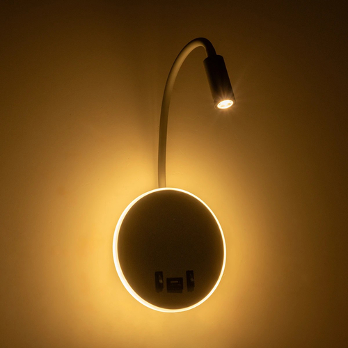 GLOBOSTAR® GOOSE 61694 Μοντέρνο Φωτιστικό Τοίχου - Απλίκα Ξενοδοχείου Reading Light με Φορτιστή USB 3A LED 6W 600lm 36° & 360° AC 220-240V IP20 Θερμό Λευκό 2700K - CREE XPE & Lumileds SMD Chip - Γκρι Ανθρακί Ματ - Μ15.5 x Π15 x Υ30.5cm - 3 Χρόνια Εγγύηση