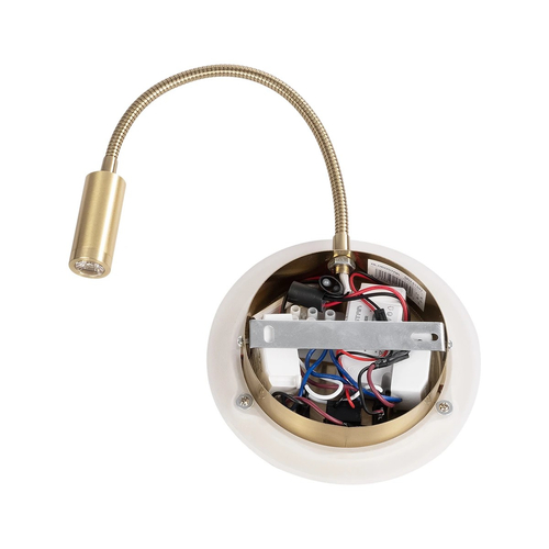 GLOBOSTAR® GOOSE 61697 Μοντέρνο Φωτιστικό Τοίχου - Απλίκα Ξενοδοχείου Reading Light με Φορτιστή USB 3A LED 6W 600lm 36° & 360° AC 220-240V IP20 Θερμό Λευκό 2700K - CREE XPE & Lumileds SMD Chip - Χρυσό Βούρτσας - Μ15.5 x Π15 x Υ30.5cm - 3 Χρόνια Εγγύηση