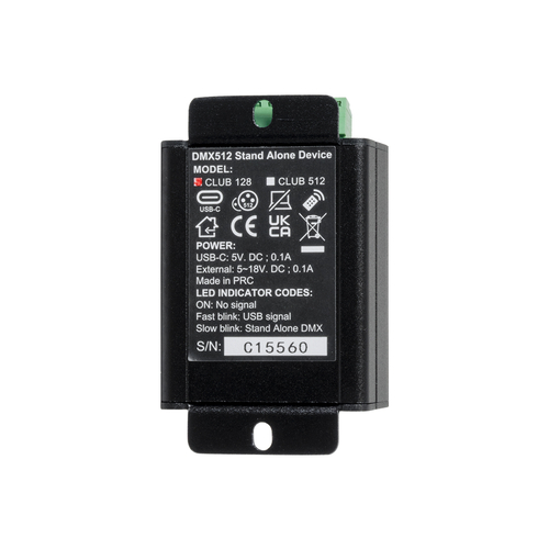 GLOBOSTAR® SKYDANCE-CHROMATEQ 71579 USB-C σε DMX512 Interface 128 Κανάλια XLR3 DC 5V IP40 - Ασύρματο Χειριστήριο IR - Μ7.8 x Π5 x Υ3.8cm - 5 Χρόνια Εγγύηση