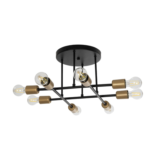 GLOBOSTAR® BLAZEA 201-0064 Vintage Φωτιστικό Οροφής με Ντουί 8 x E27 AC 220-240V IP20 - Χρυσό & Μαύρο - Μ51 x Π51 x Υ7cm