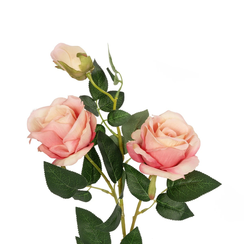 GloboStar® Artificial Garden PINK ROSE 20984 Διακοσμητικό Φυτό Ροζ Τριαντάφυλλα  Υ38cm