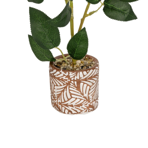 GloboStar® Artificial Garden PINK ROSE 20984 Διακοσμητικό Φυτό Ροζ Τριαντάφυλλα  Υ38cm