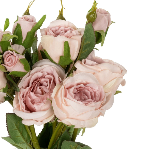 GloboStar® Artificial Garden DUSTY PINK ROSE BOUQUET 21084 Τεχνητό Διακοσμητικό Μπουκέτο Τριαντάφυλλα Ανοιχτό Ροζ Y44cm