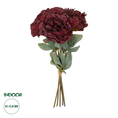 GloboStar® Artificial Garden RED PEONY FLOWER BOUQUET 21086 Τεχνητό Διακοσμητικό Μπουκέτο Κόκκινο Παιώνιας Y43cm