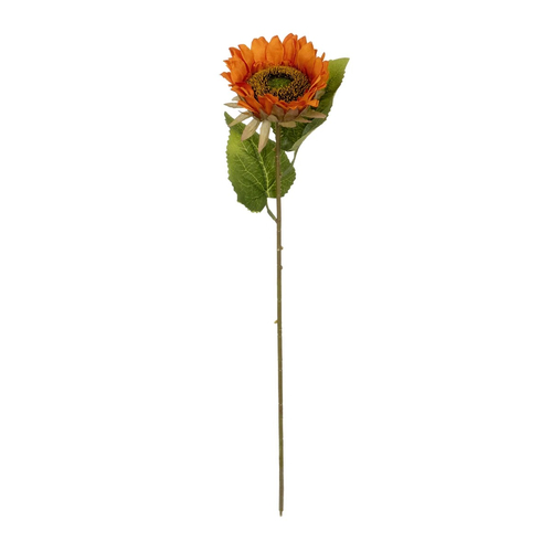 GloboStar® Artificial Garden ORANGE SUNFLOWER BRANCH 21213 Τεχνητό Διακοσμητικό Κλαδί Ηλιοτρόπιο Πορτοκαλί Y50cm